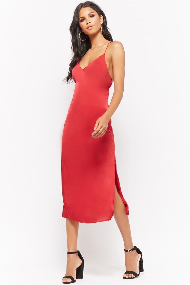 red satin dress forever 21