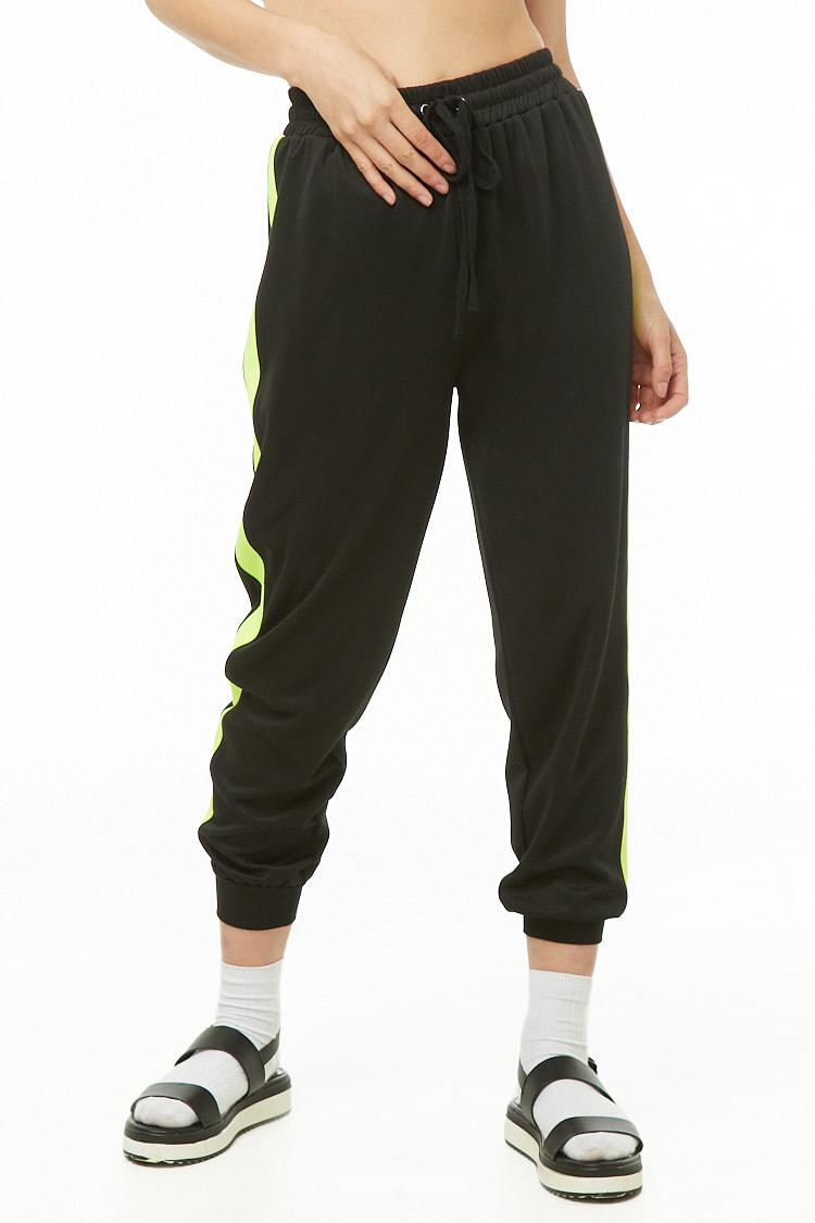 black joggers with neon stripe