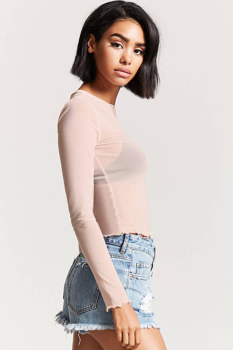 pink sheer mesh top