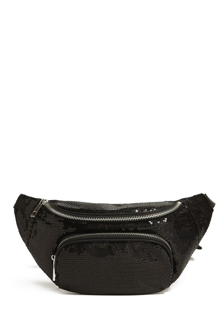 black sequin fanny pack