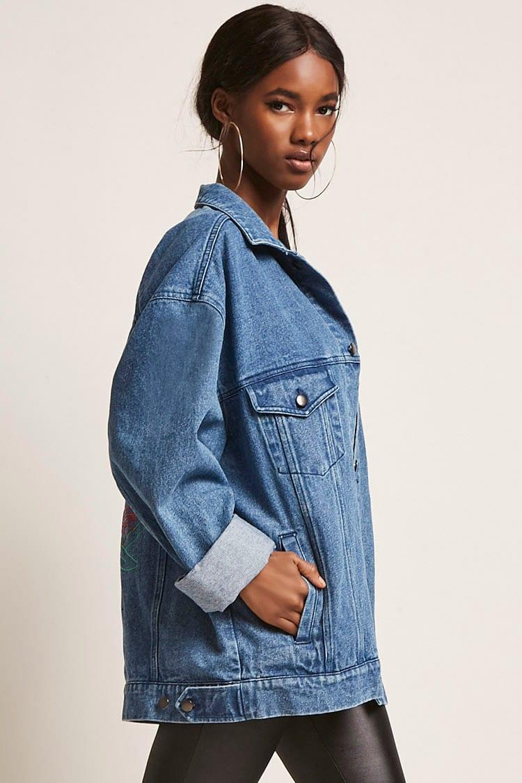 The Style Club Womens Feminist Embroidered Jacket black M