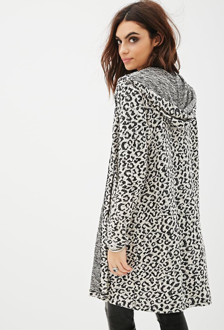 longline animal print cardigan