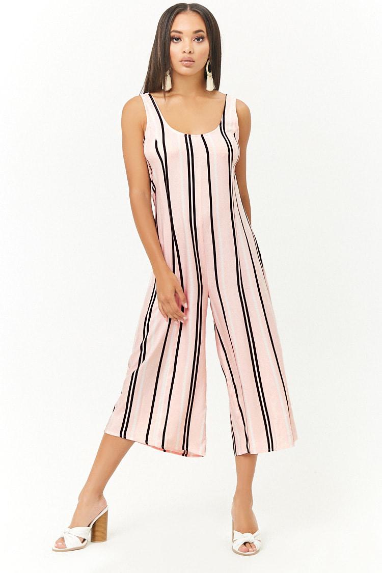 pink and black striped jumpsuit