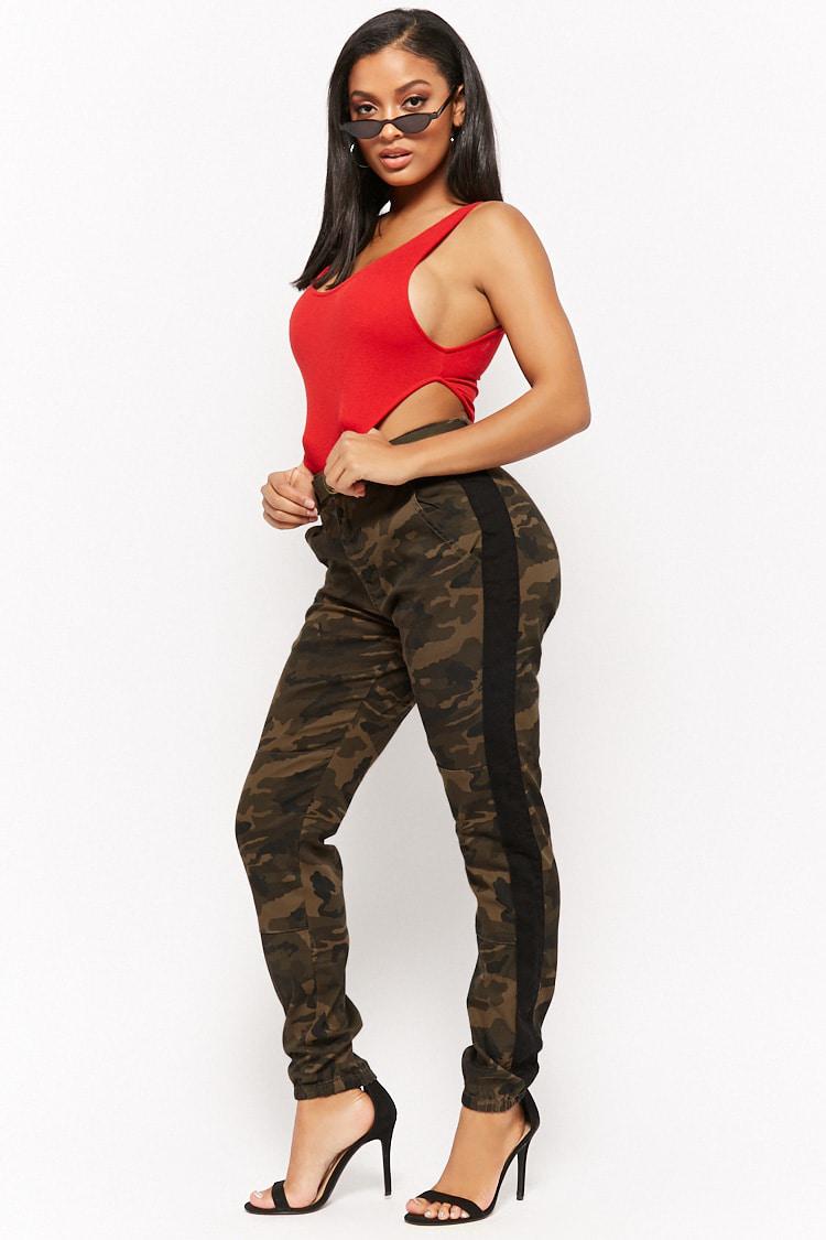 camo pants with black stripe