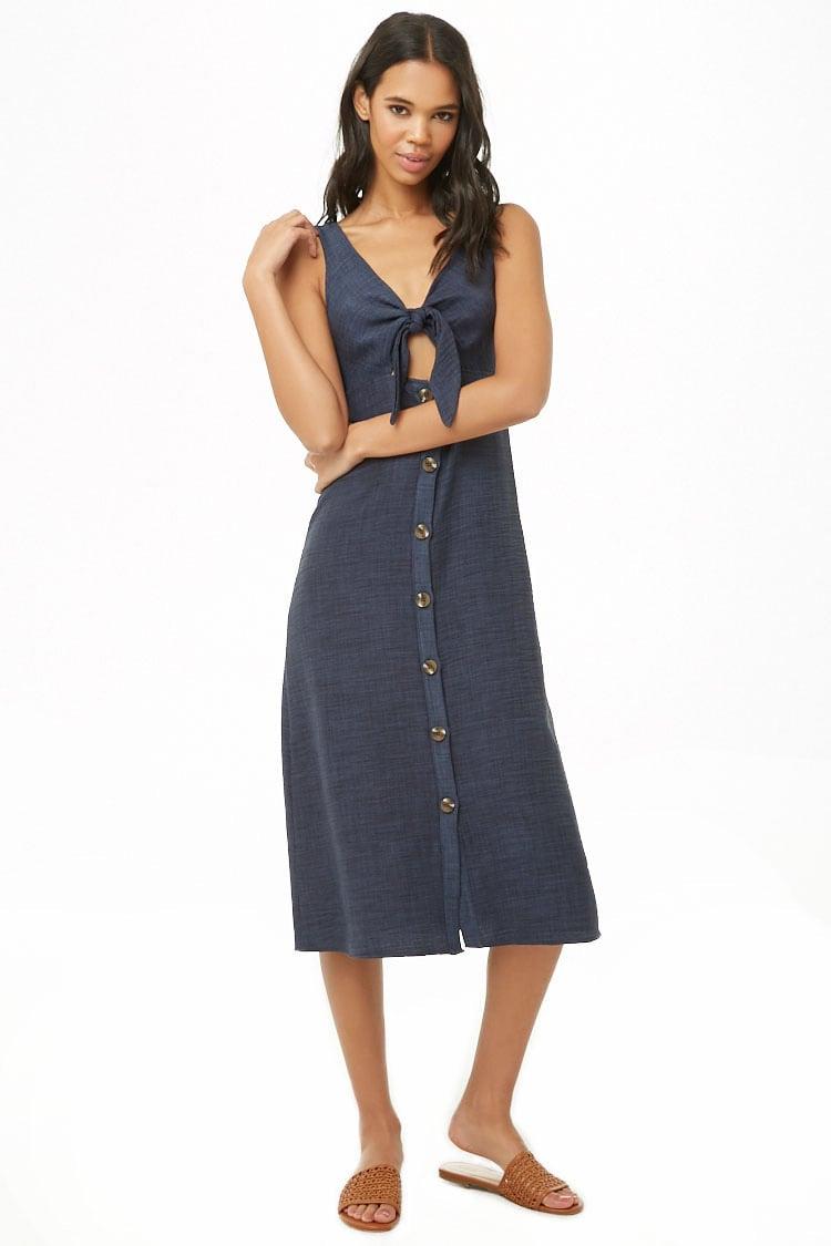 tie front button down dress