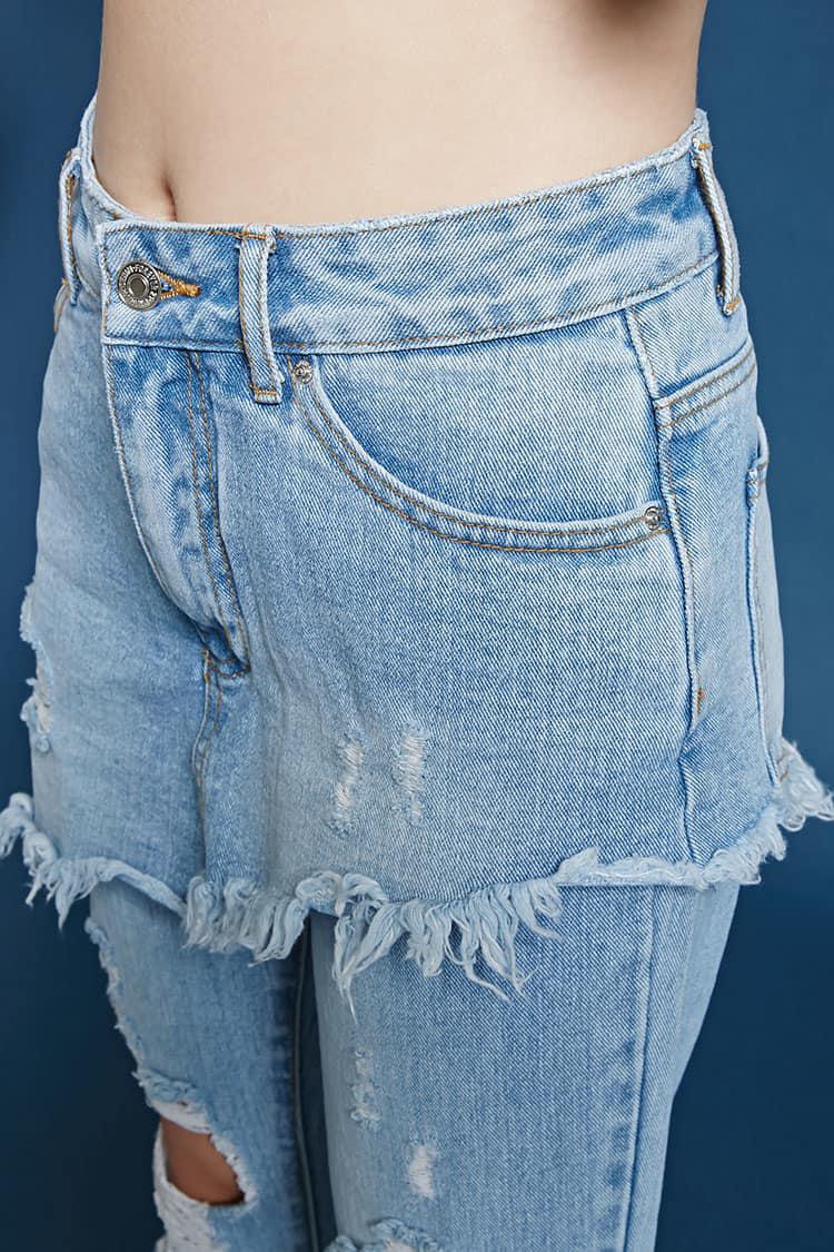 jeans with skirt overlay