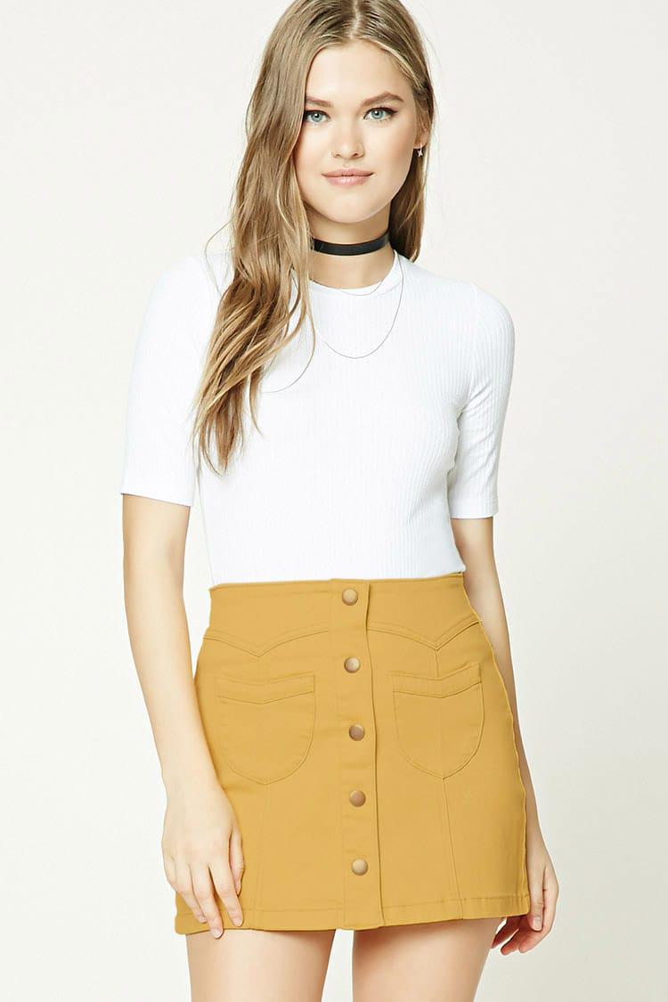 yellow skirt denim