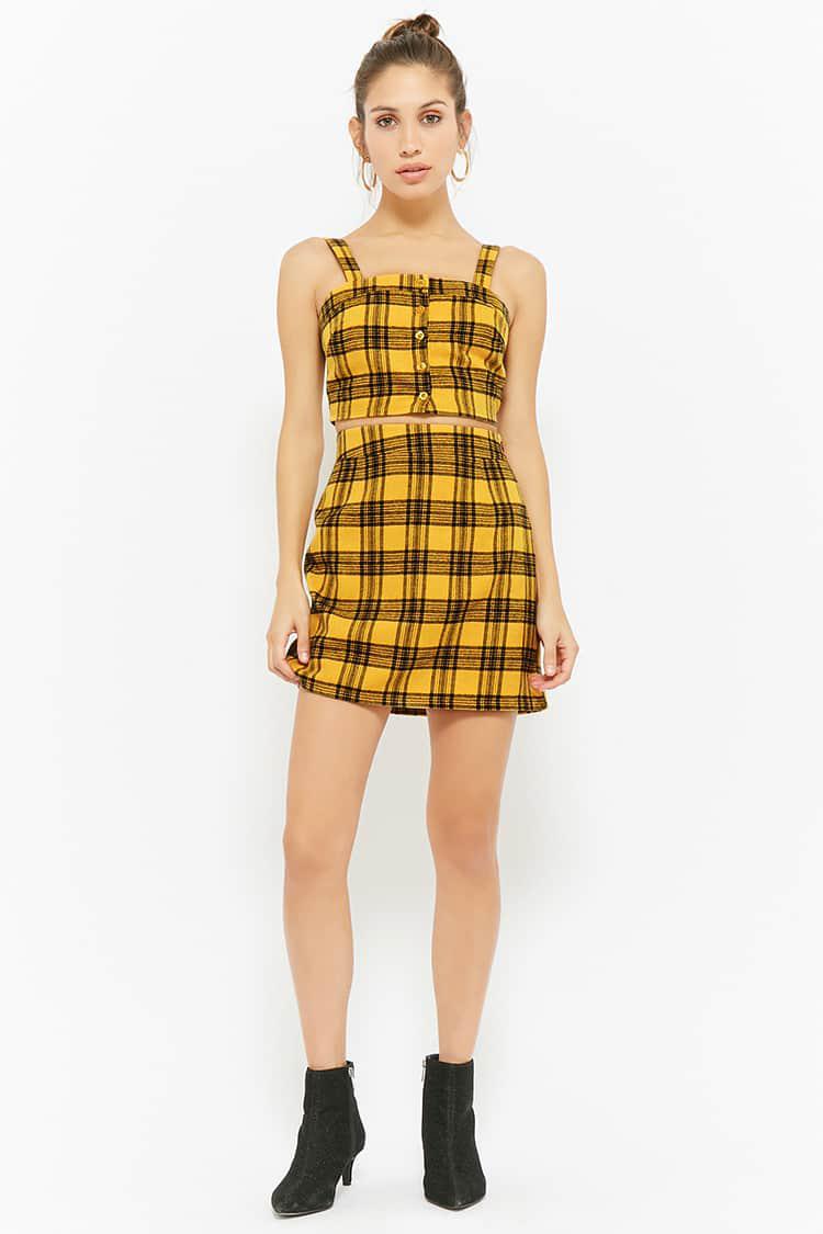 yellow tartan top