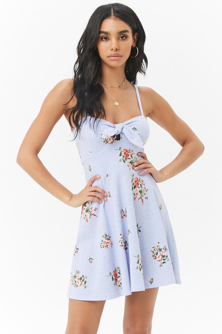 Forever 21 Cotton Floral Tie-front Fit 