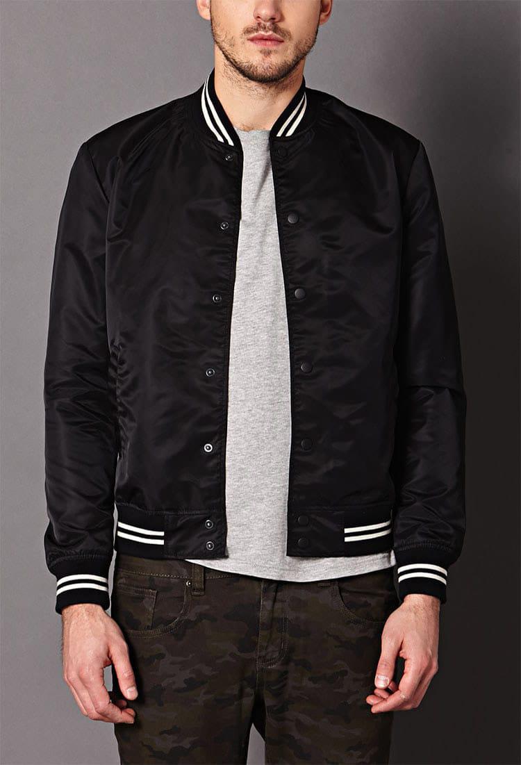 bomber jacket with striped collar