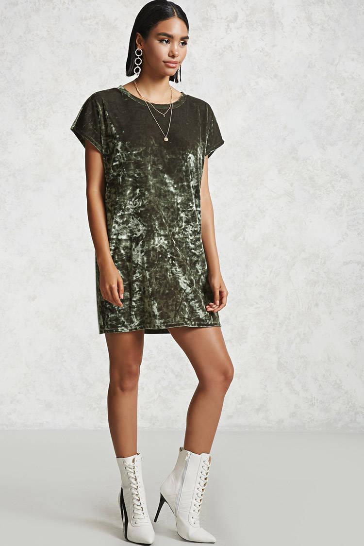 Forever 21 Crushed Velvet T-shirt Dress 