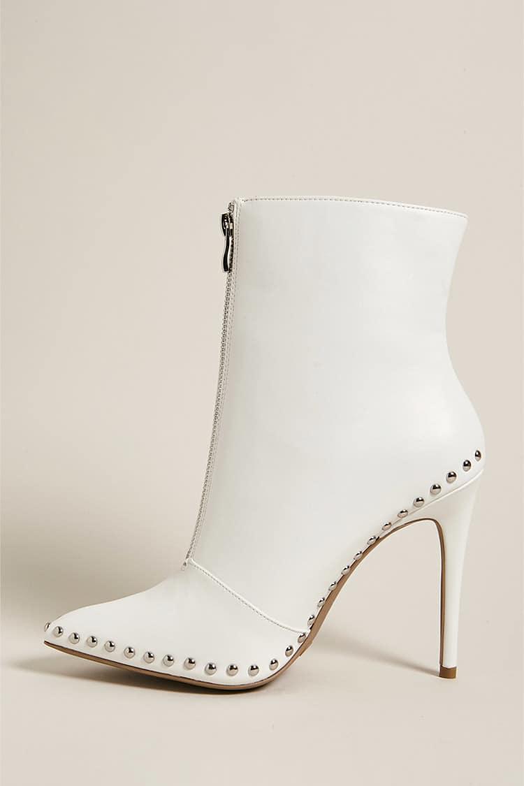 white studded booties