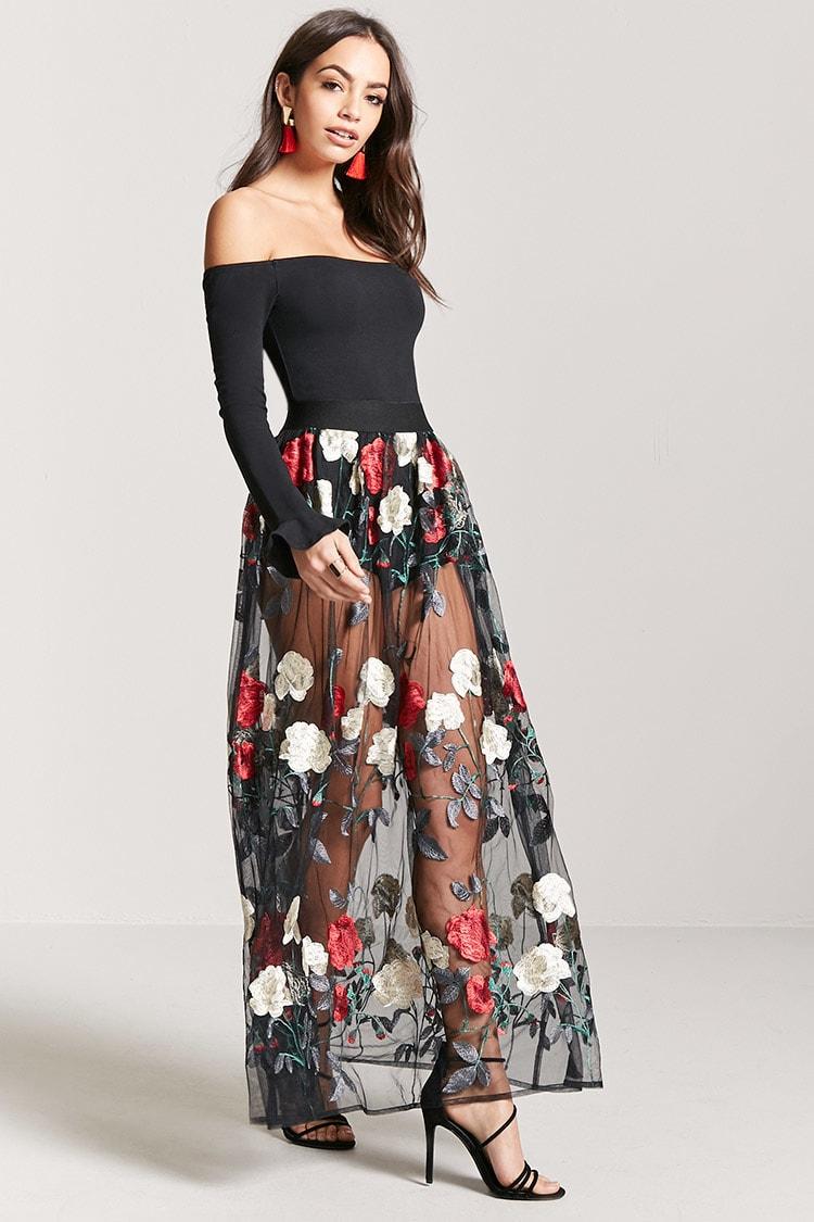 Forever 21 Synthetic Sheer Mesh Floral ...