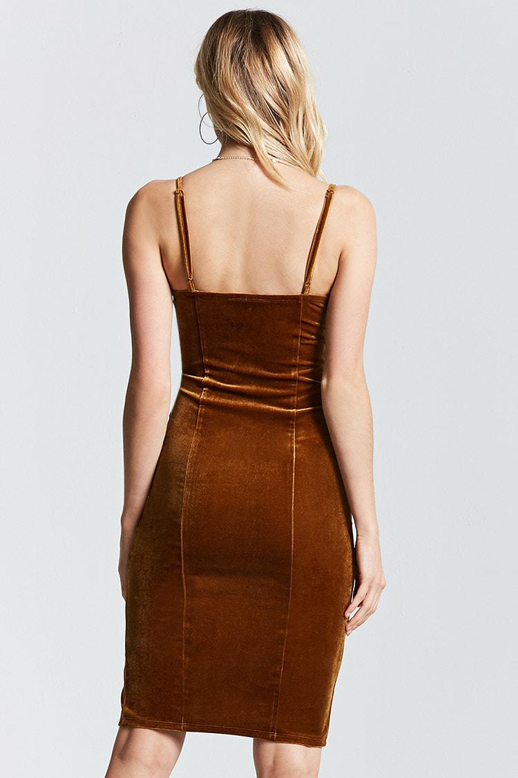 Forever 21 Velvet Cami Dress in Brown 