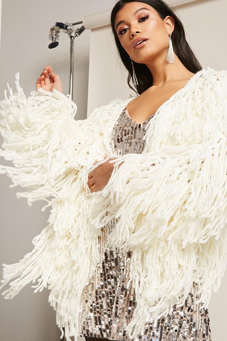 fringe shaggy cardigan
