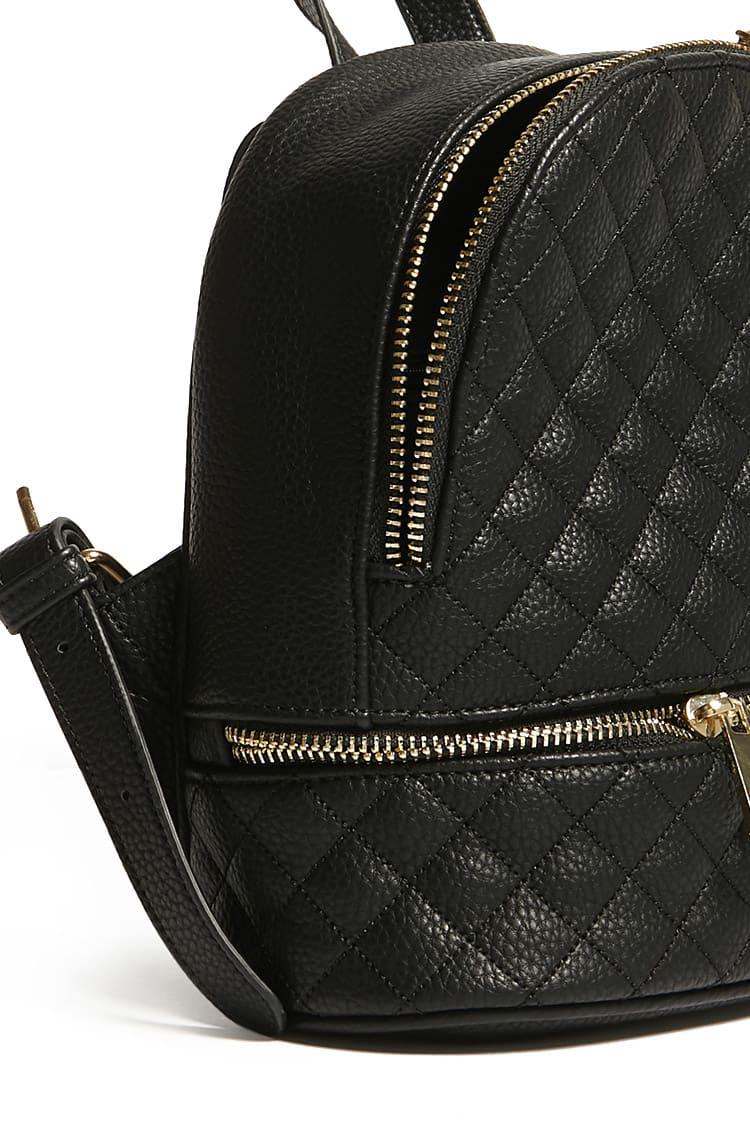 black faux leather mini backpack