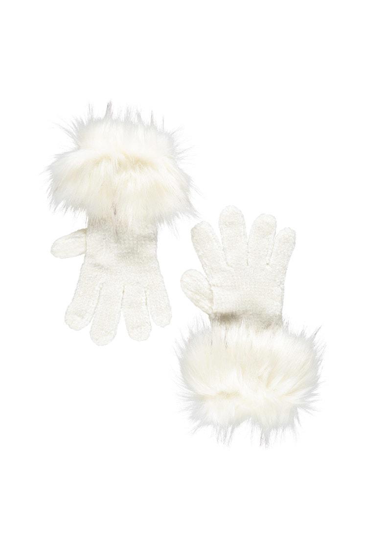 cream fur gloves
