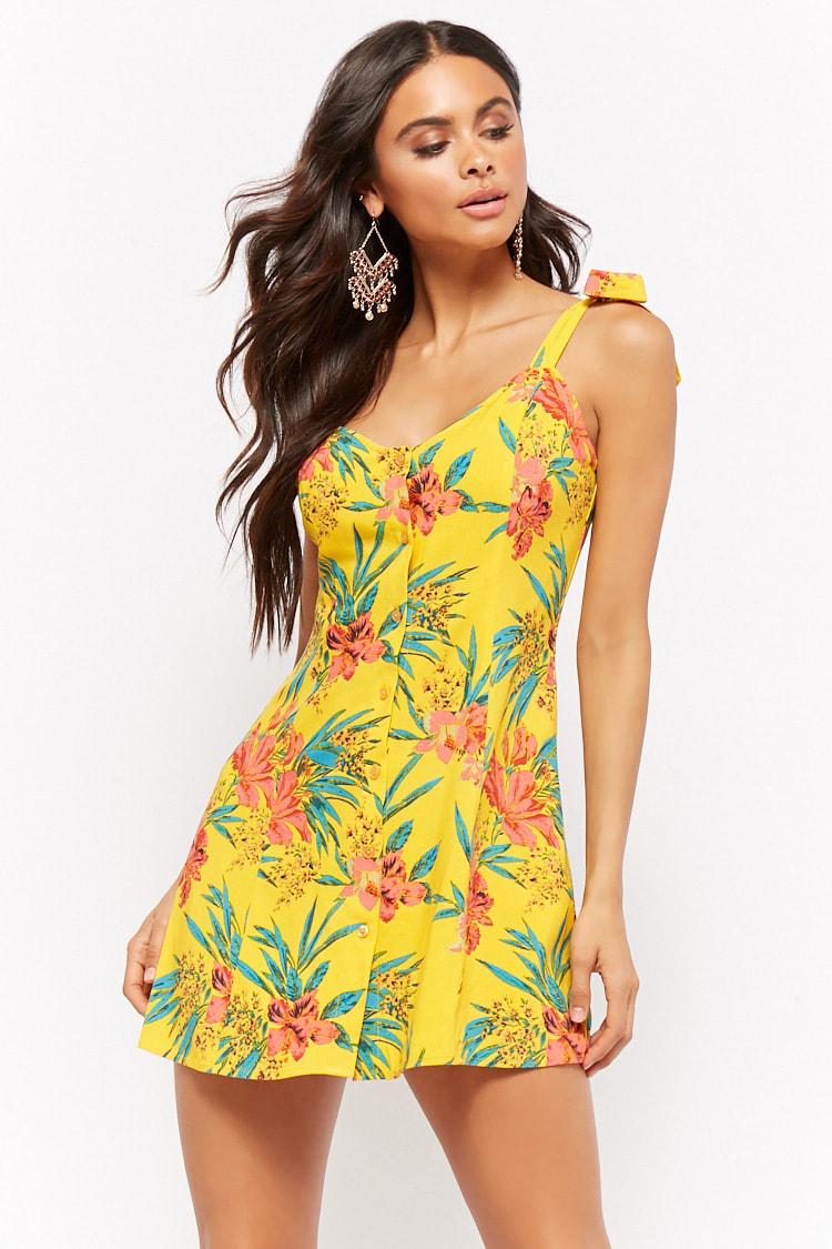 Tropical floral print mini dress Clearance