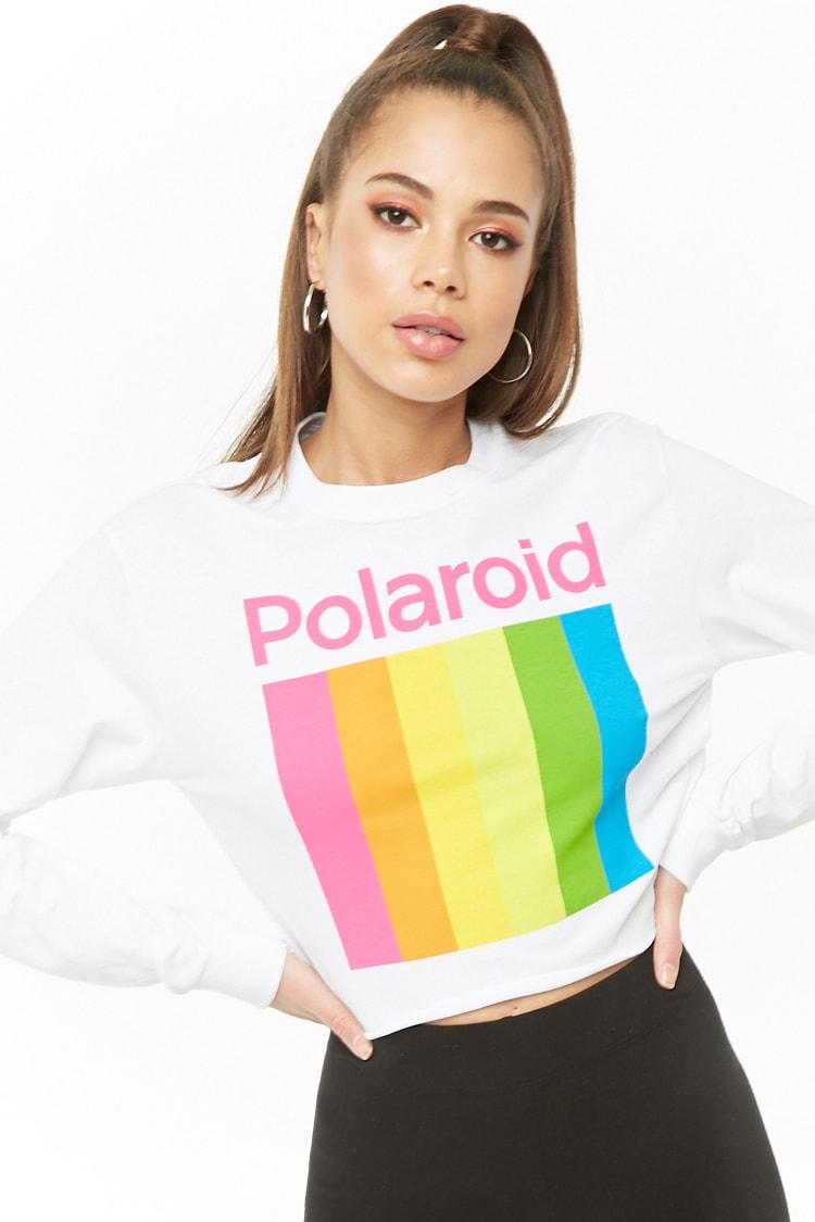 polaroid crop top sweatshirt