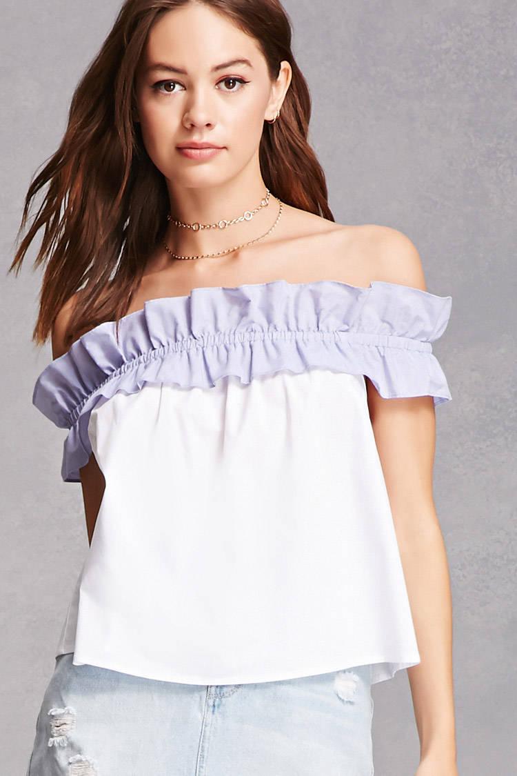 forever 21 white ruffle top
