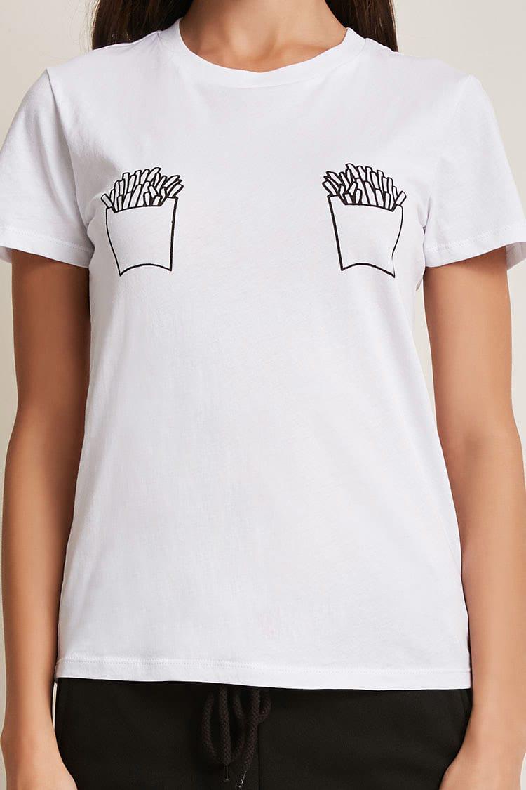 Forever 21 Cotton French Fry Pajama Tee in Cream/Black (White) - Lyst