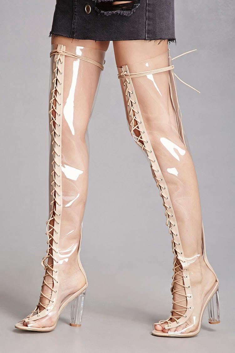 clear thigh boots