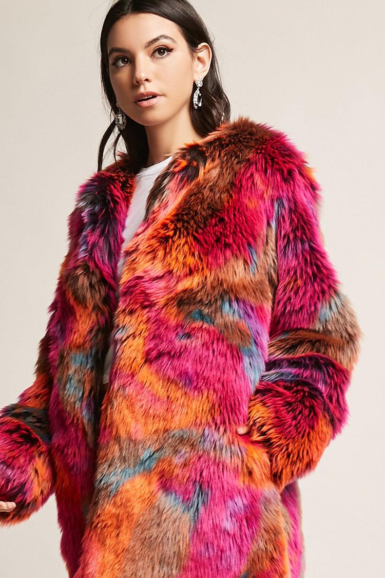 Multicolor faux fur jacket Clearance
