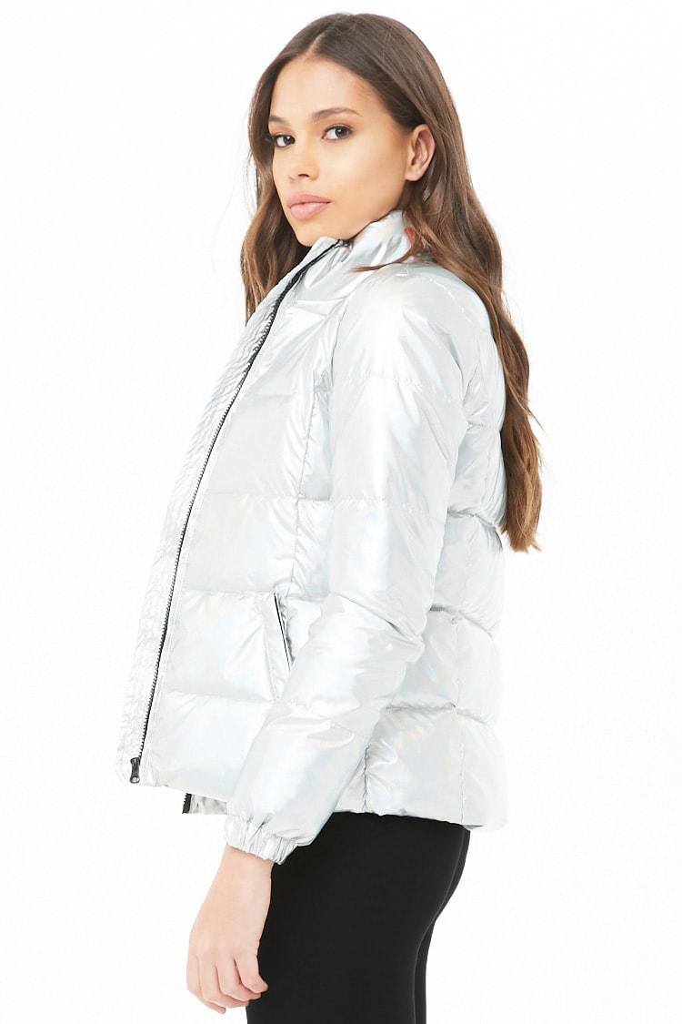 silver puffer jacket forever 21