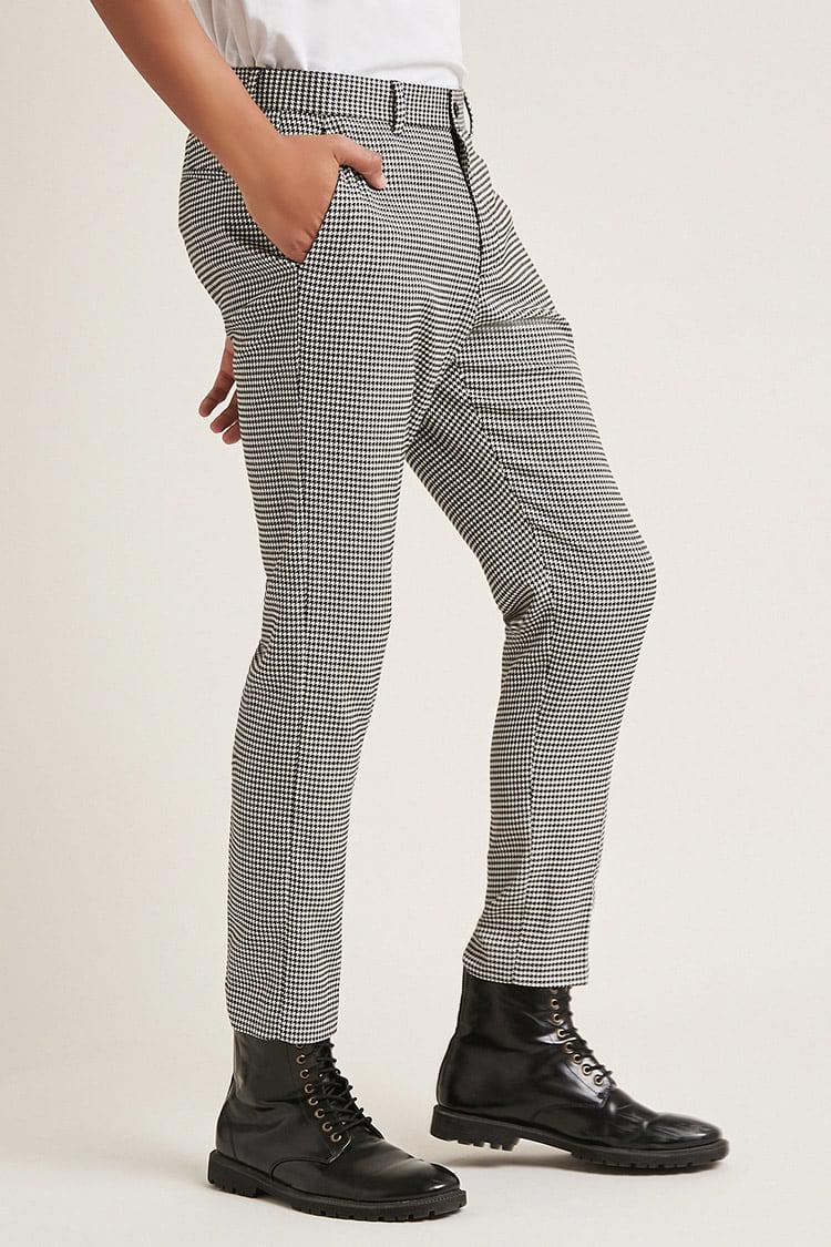 Forever 21 Synthetic Slim-fit Houndstooth Pants in White/Black (Black) for  Men - Lyst