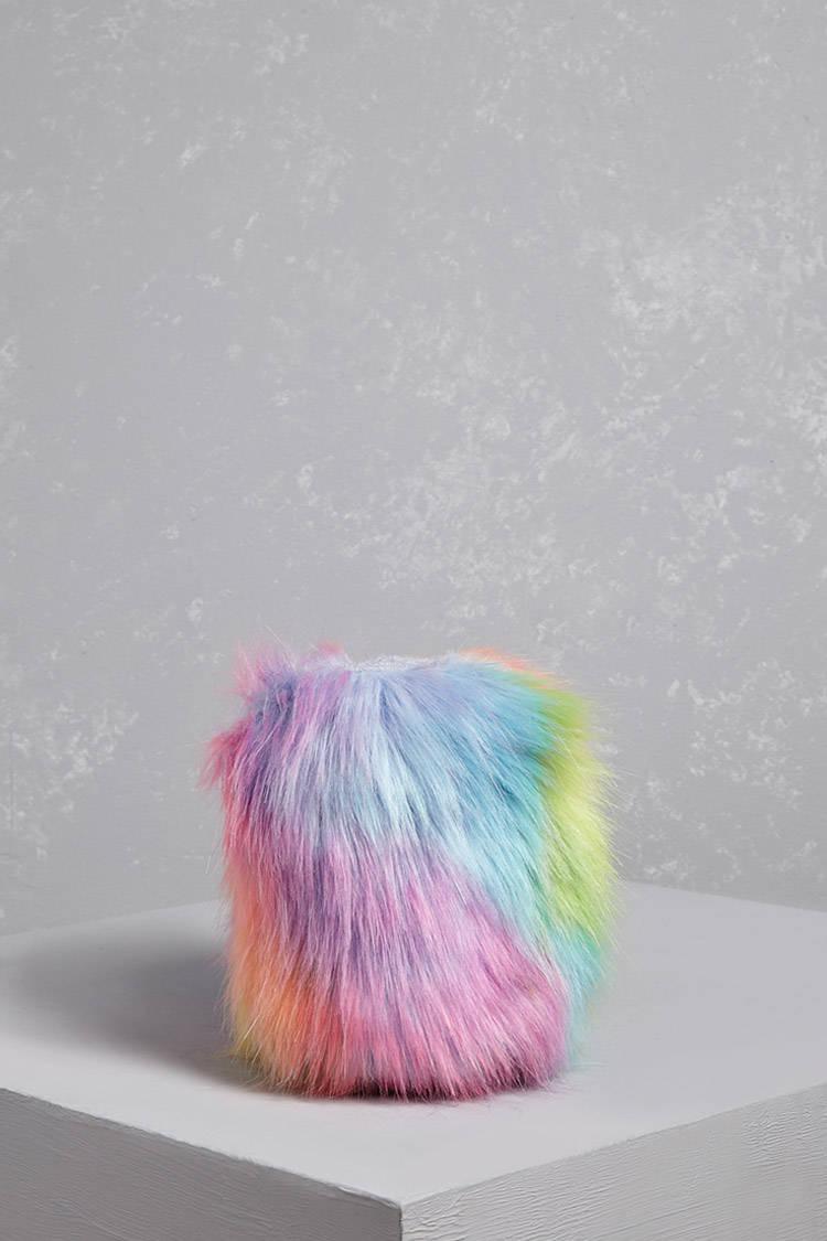 rainbow furry boots