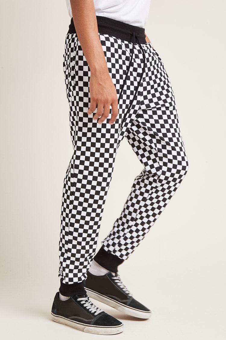 black and white checkered joggers