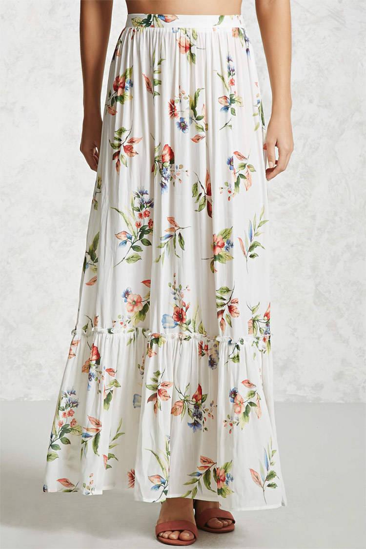 ruffle hem maxi skirt