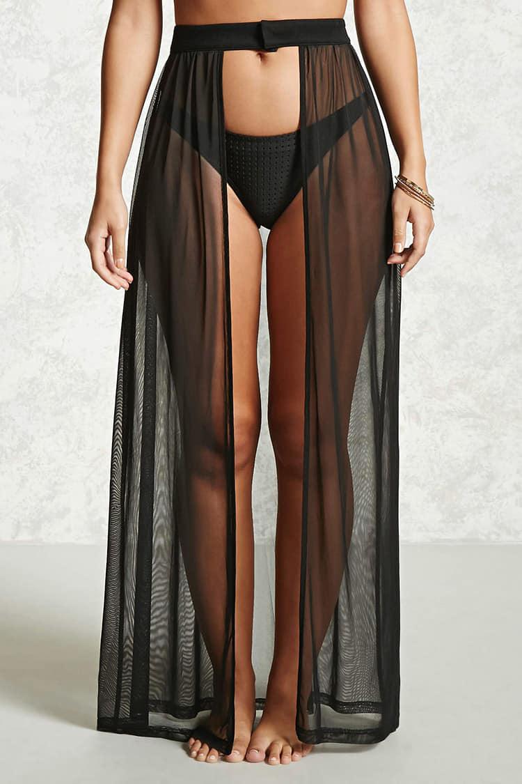 black sheer cover up skirt
