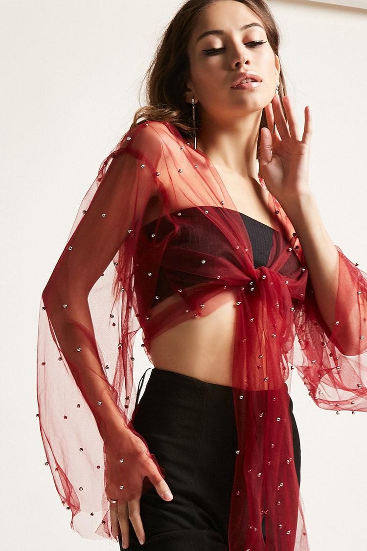 tie front sheer top
