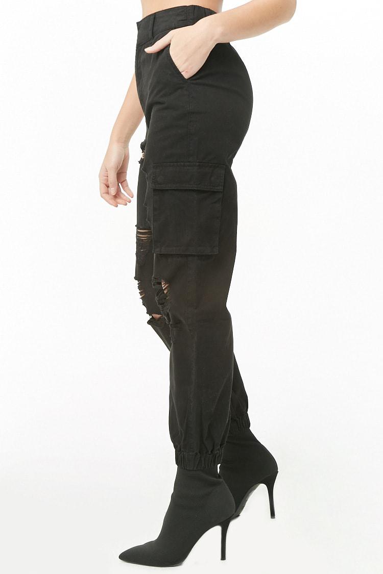 black ripped joggers