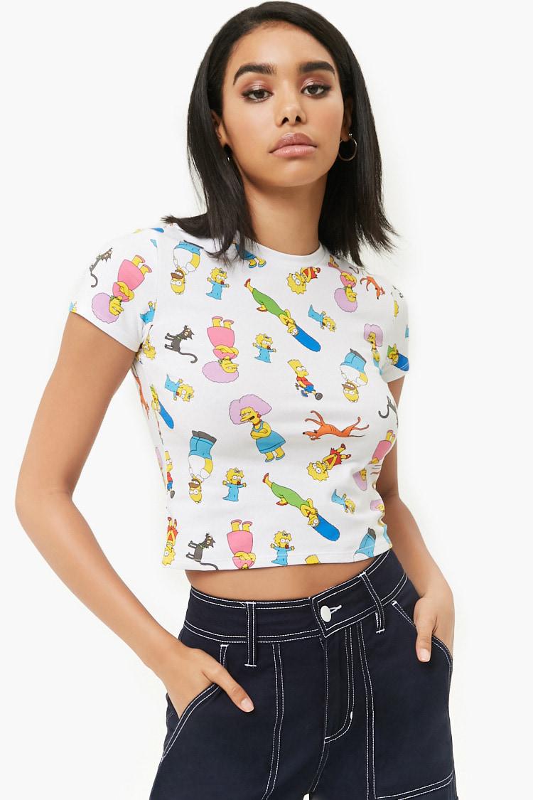 Forever 21 Cotton The Simpsons Cropped Tee in White | Lyst Canada