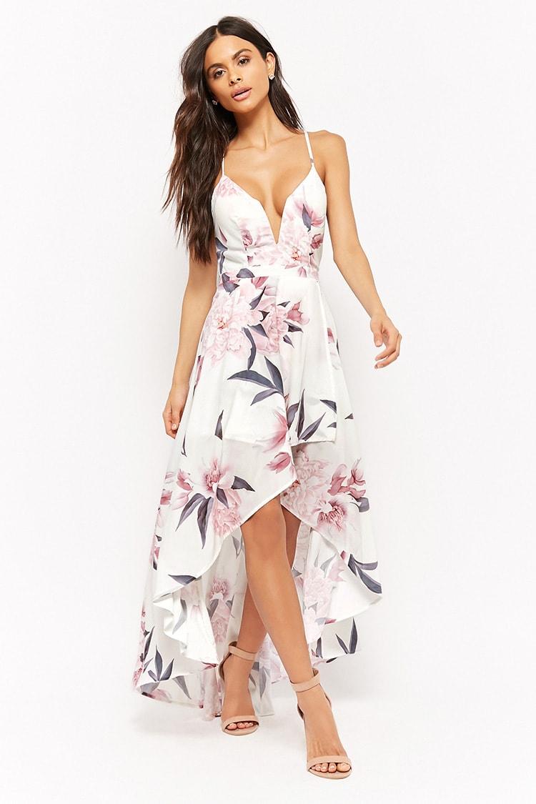 Forever 21 Synthetic Floral High-low ...