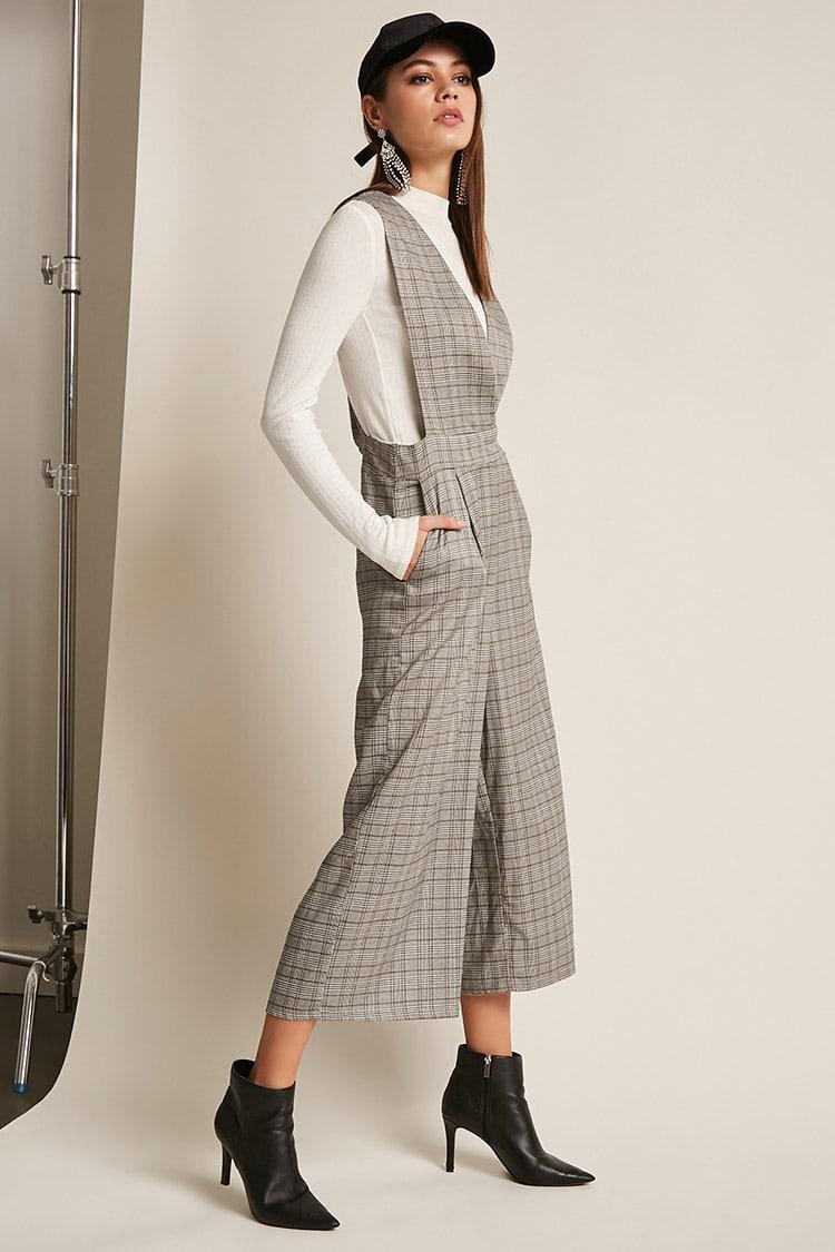 glen plaid overall dress