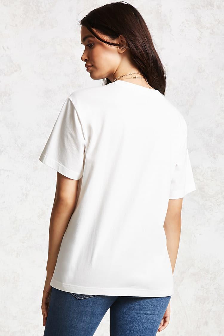 Forever 21 Cotton Beauty The Beast Graphic Tee In White Black White Lyst