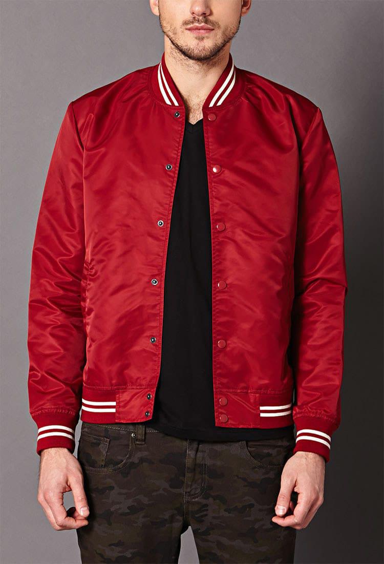 bomber jacket with striped collar