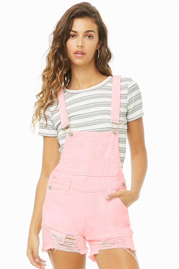 pink overall shorts