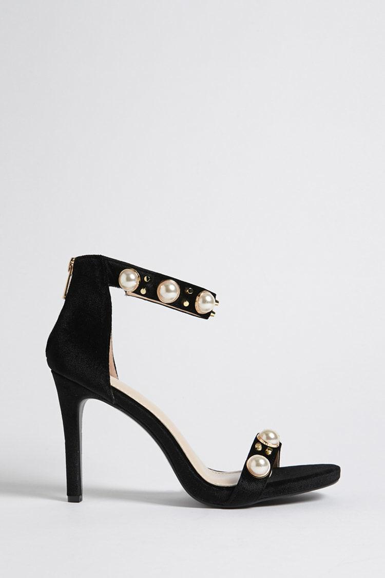 black heels with pearls on them