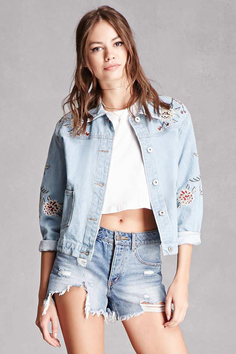 floral denim jacket forever 21