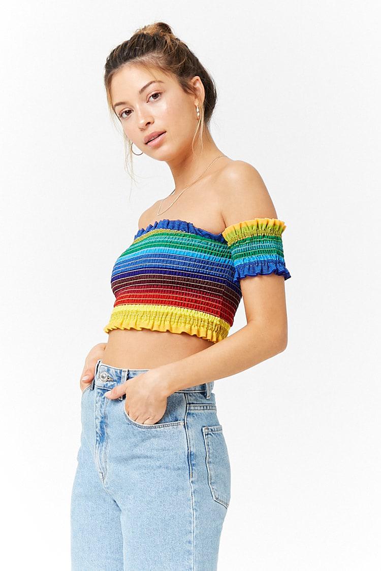 forever 21 smocked off the shoulder top