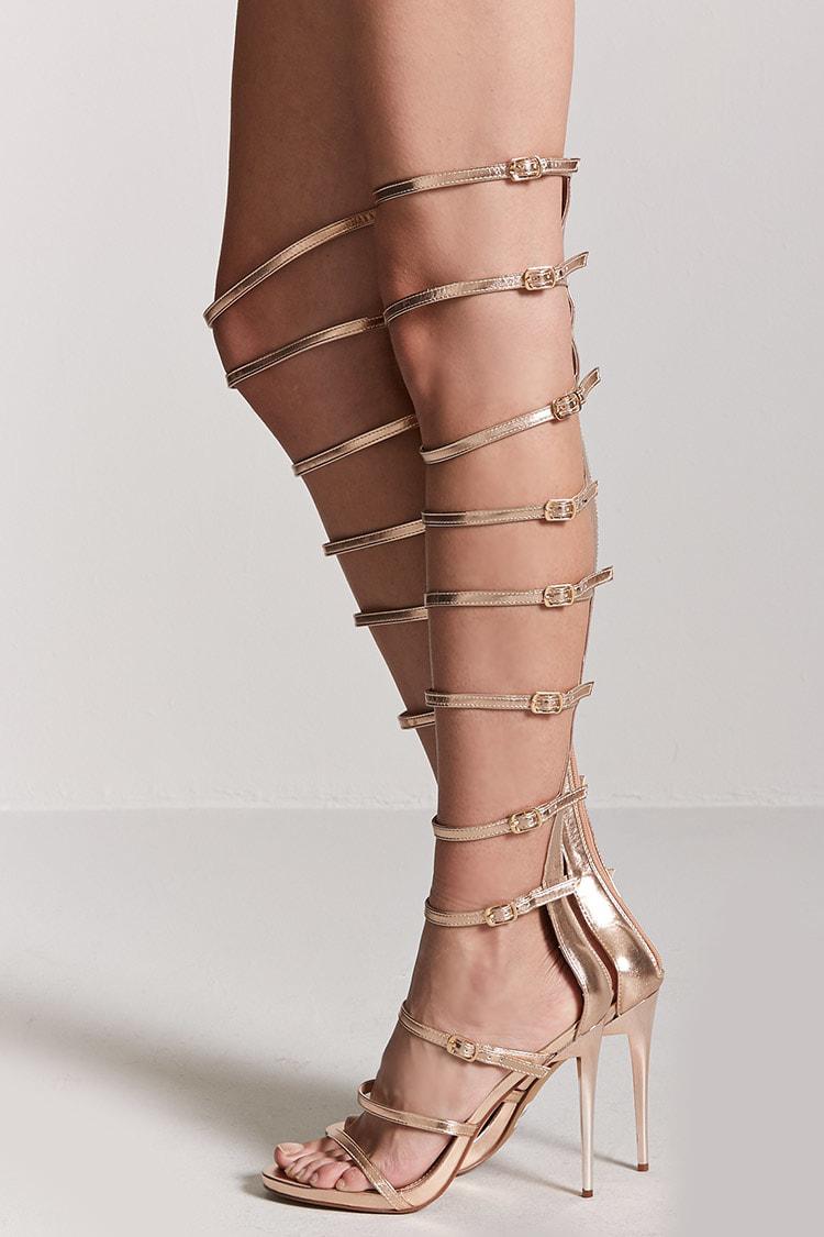 rose gold gladiator heels