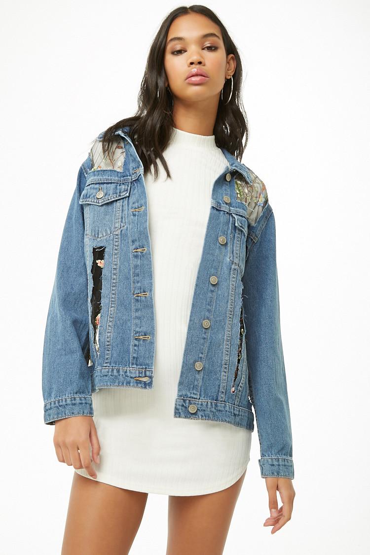mesh denim jacket