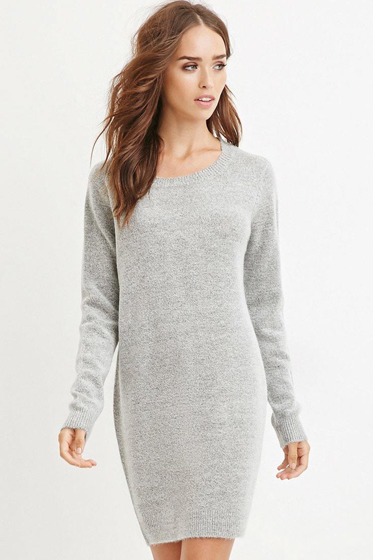 Forever 21 Classic Sweater Dress in Heather Grey (Gray) - Lyst
