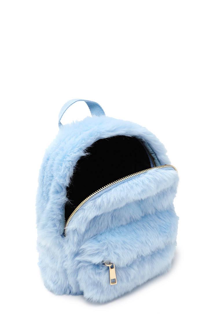 Forever 21 Faux Fur Mini Backpack in Blue - Lyst