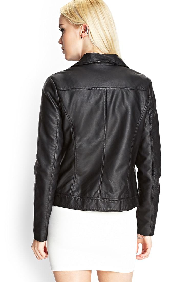 Forever 21 Faux Leather Moto Jacket in Black Lyst