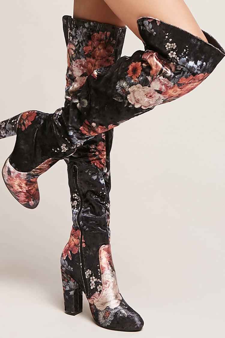 floral over the knee boots